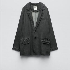 Zara Alexa Charcoal Denim Blazer